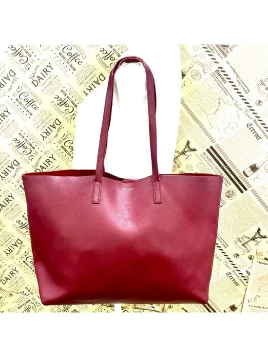 Saint Laurent Shopping Tote Shoulder Bag Red A3 Business Travel - Picture 1 of 16